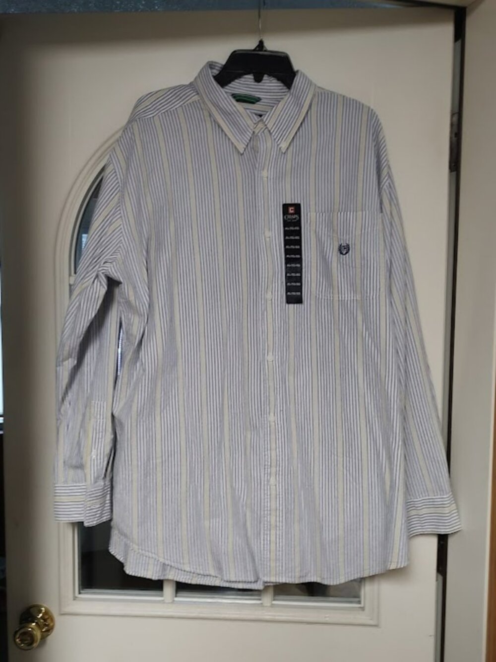 New Chaps Blue Yellow Striped Long Sleeve Button Down Shirt Size Men's XL